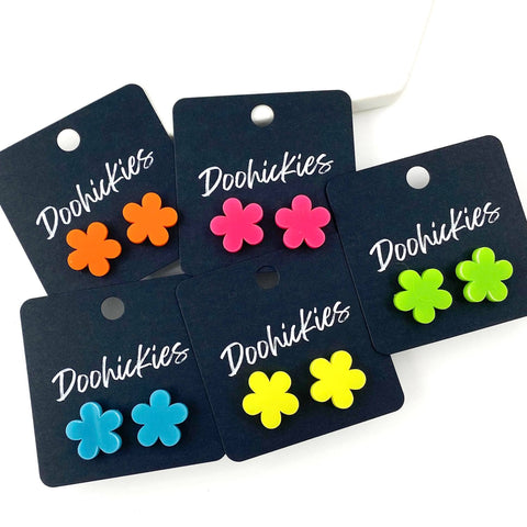 15mm Neon Flower Studs - Cinco de Mayo Earrings