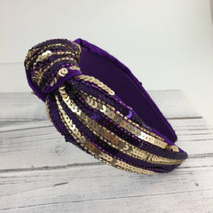 Purple and gold sequin headband