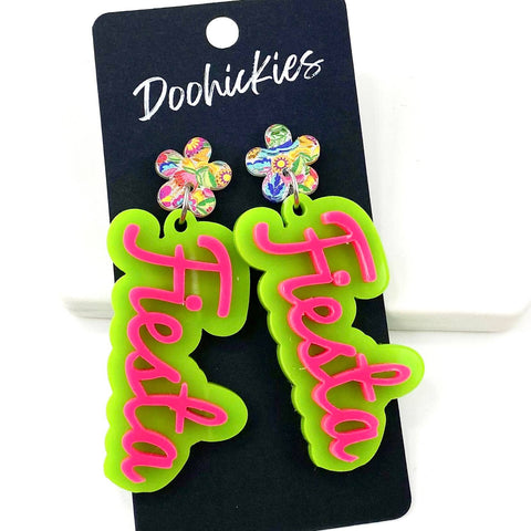 2.5" Layered Fiesta Acrylic Dangles - Cinco de Mayo Earrings