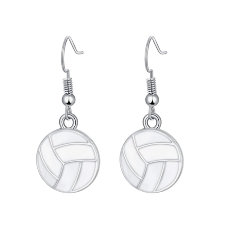 White Volleyball Earrings