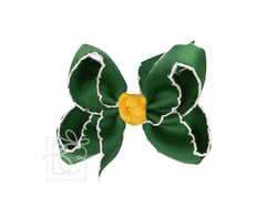 Crochet Edge Bows (Forest Green & Yellow Gold)