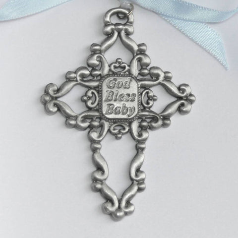 Baby Cradle Medal God Bless Baby Cross for Boy