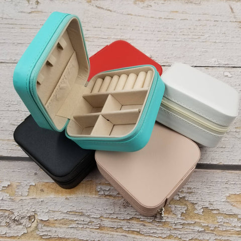 Leather Jewelry Box With Zipper Organizer Box