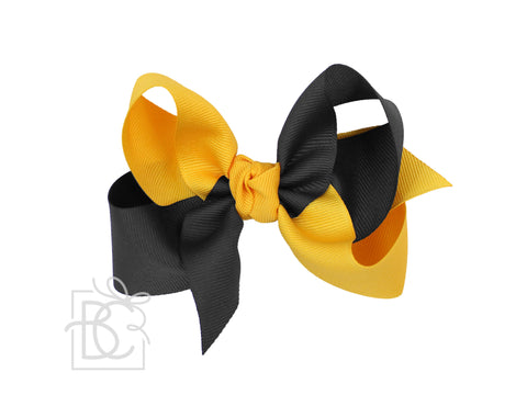 Crisscross Grosgrain Bow (Yellow Gold & Black)