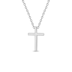 Small Cross 14mm Toddler / Kids Necklace - Sterling Silver