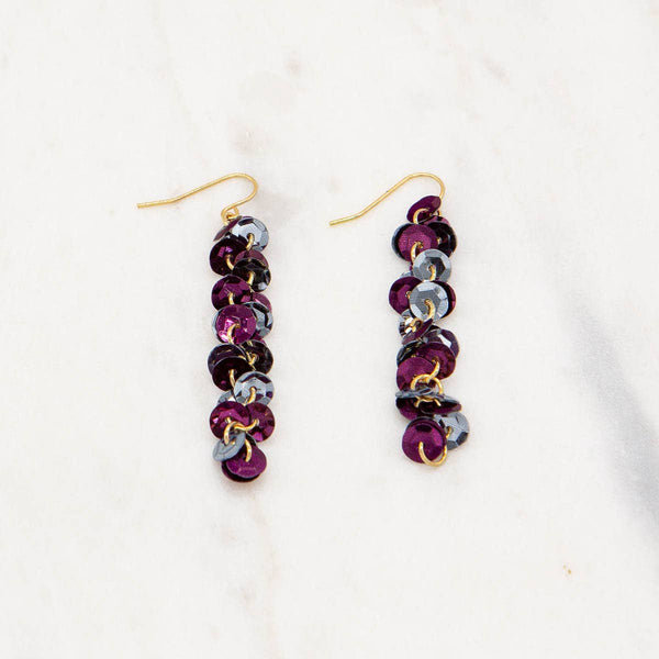 Spirit Sequin Earrings   Maroon/Gray   2.5