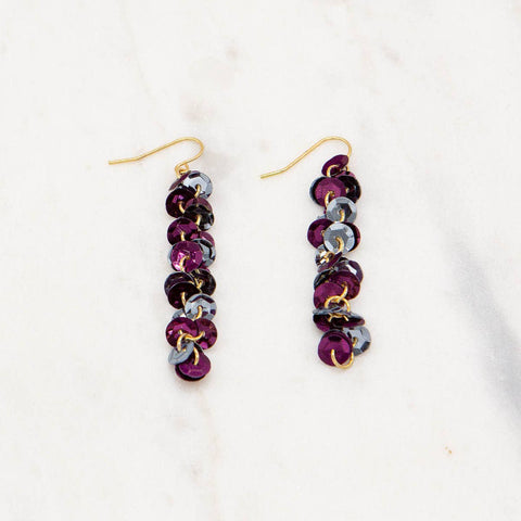 Spirit Sequin Earrings   Maroon/Gray   2.5"