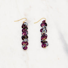 Spirit Sequin Earrings   Maroon/Gray   2.5"