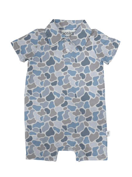 Watercolor Camo - SS Polo Romper