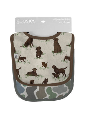 Chocolate Lab Dogs & Camo - Bib Set