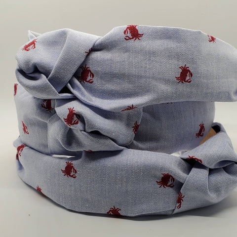 Knotted Crab on Blue Chambray Headband
