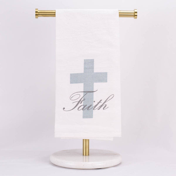 Faith Flour Sack Hand Towel   White/Tradewinds   20x28
