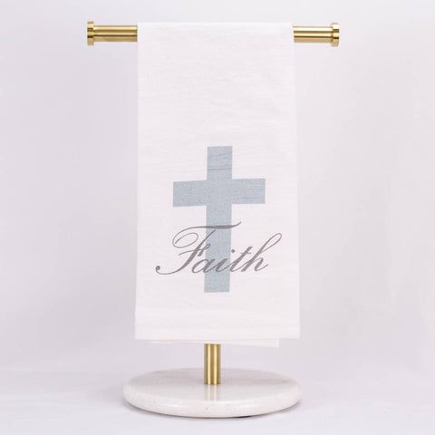 Faith Flour Sack Hand Towel   White/Tradewinds   20x28