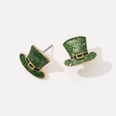 Celebrate Saint Patrick's Day with a Green Hat Post Earring
