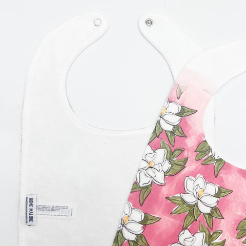 Magnolia Baby Bib - Pink Floral Girl Arrival Birthday Gift