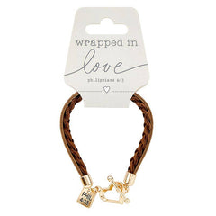 Wrapped In Love Philippians 4:13 - Brown Braided Bracelet