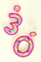 Beaded "30" w/ Sprinkles Birthday Dangle Earrings