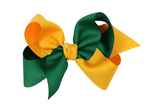Crisscross Grosgrain Bow (Forest Green & Yellow Gold)