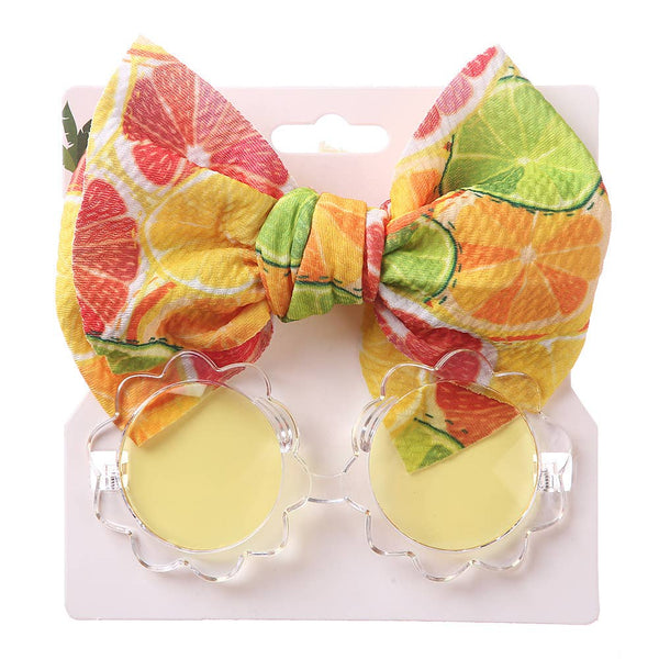Baby Girl summer sea Sunglasses and floral Headband Set