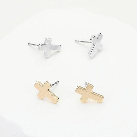 Metal Cross Stud Earrings