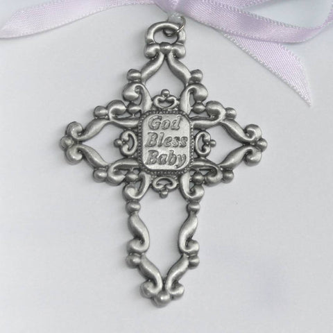 Baby Cradle Medal God Bless Baby Cross for Girl