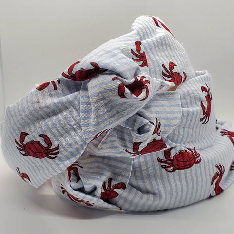 Crab  Knotted headband Handmade Seafood Headbands