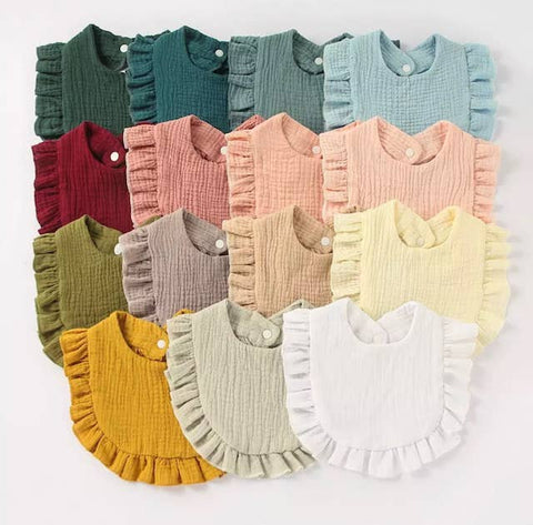 Muslin Ruffle Toddler Bib ($4 ea) Baby Gift, Shower Gift