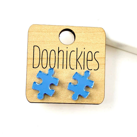 Mirror Acrylic Autism Awareness Puzzle Studs Earrings