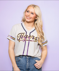 LSU Tigers Baseball (LICENSED) Women's Baseball Jersey Shirt