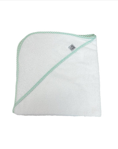 Mint Gingham Trim Hooded Towel