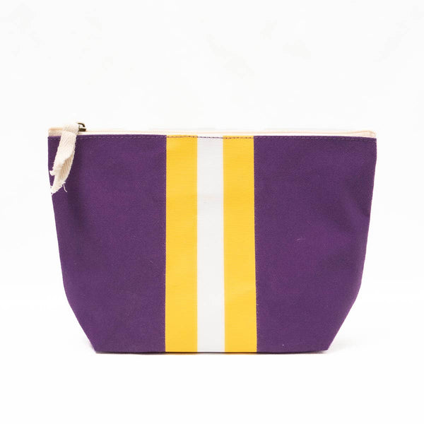 Campus Stripe Cosmetic   Purple/White/Yellow   10.25x6.75x3