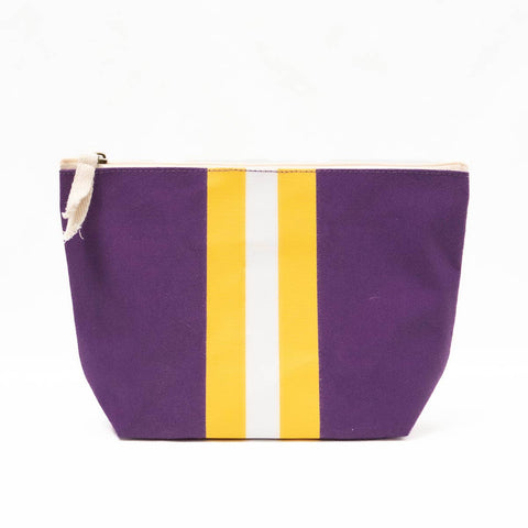 Campus Stripe Cosmetic   Purple/White/Yellow   10.25x6.75x3