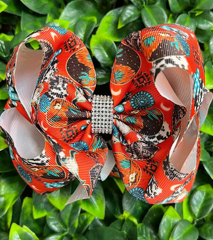 DESSERT CACTUS, CONCHO PRINTED HAIR BOW.