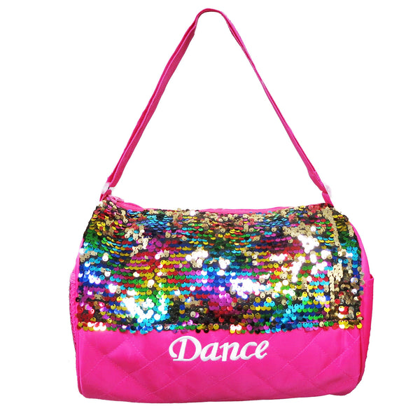 Hot Pink / Rainbow Sequin Dance Duffel