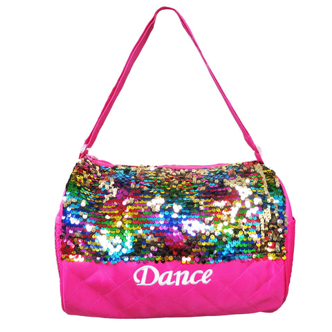 Hot Pink / Rainbow Sequin Dance Duffel