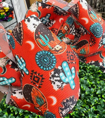 DESSERT CACTUS, CONCHO PRINTED HAIR BOW.