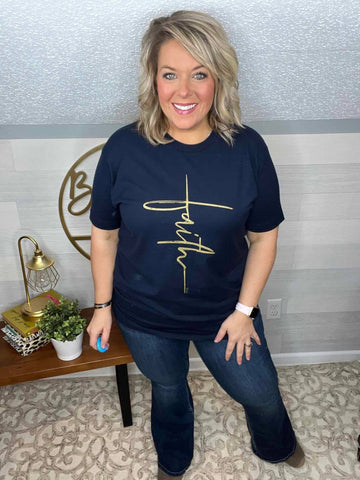 FAITH NAVY GOLD FAITH GRAPHIC TEE