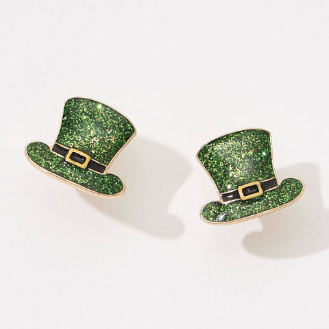 Celebrate Saint Patrick's Day with a Green Hat Post Earring