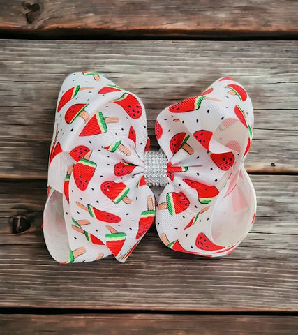 WATERMELON POPSICLE PRINTED HAIR BOW.