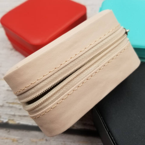 Leather Jewelry Box With Zipper Organizer Box