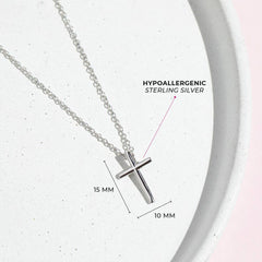 Small Cross 14mm Toddler / Kids Necklace - Sterling Silver