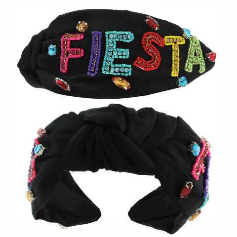 Fiesta Beaded Lettering Top Knotted Headband