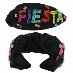 Fiesta Beaded Lettering Top Knotted Headband