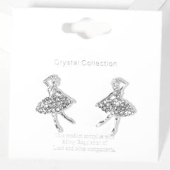 Crystal Paved Ballerina Stud Earrings