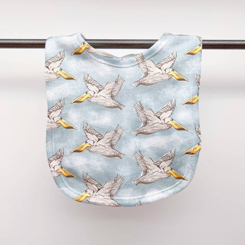 Pelicans on Blue Baby Bib - Cute Southern Wildlife Bayou