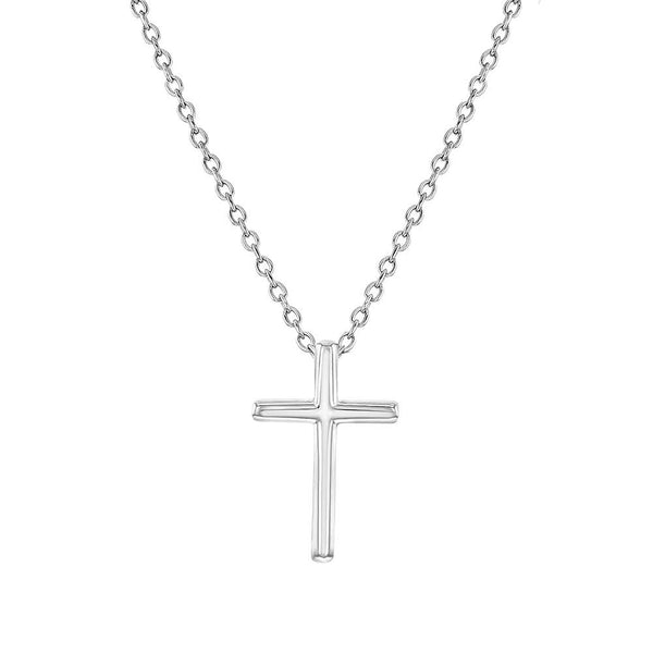 Small Cross 14mm Toddler / Kids Necklace - Sterling Silver