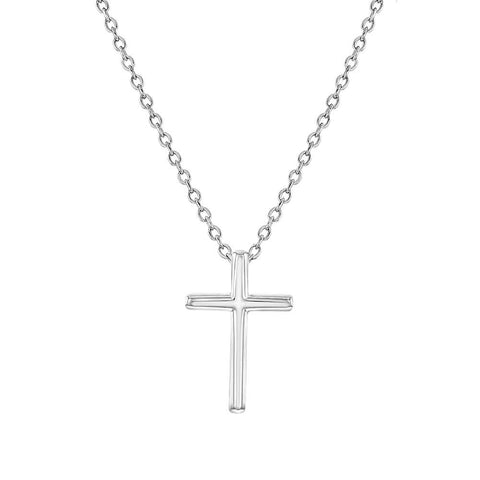 Small Cross 14mm Toddler / Kids Necklace - Sterling Silver