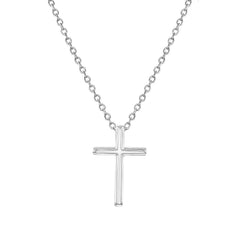 Small Cross 14mm Toddler / Kids Necklace - Sterling Silver