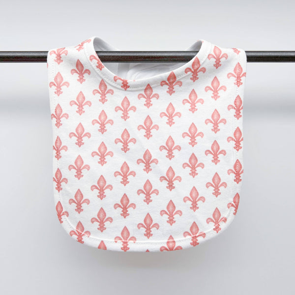 Pink Fleur De Lis Baby Bib- New Orleans Girl Birthday Gift
