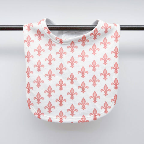 Pink Fleur De Lis Baby Bib- New Orleans Girl Birthday Gift
